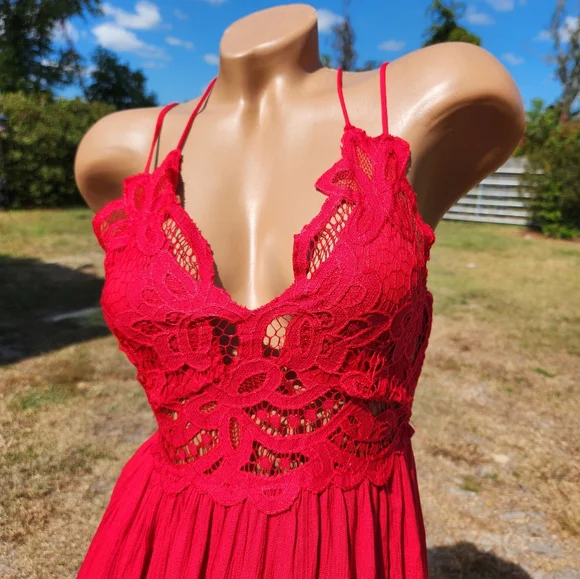 `ღ´- ♥ -`ღ´ Stunning Red Lace Front Dress `ღ´- ♥ -`ღ´ - Picture 7 of 17